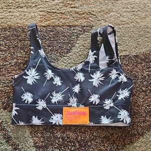 Justice Black and White Palm Tree Sports Bra